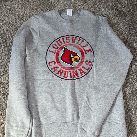 Port and Company Tops - Louisville Cardinals Gray Sweatshirt